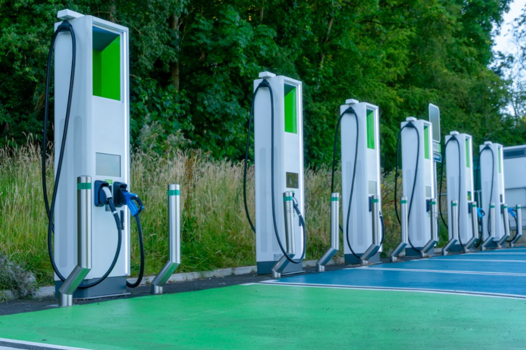 A photo of EV chargers.