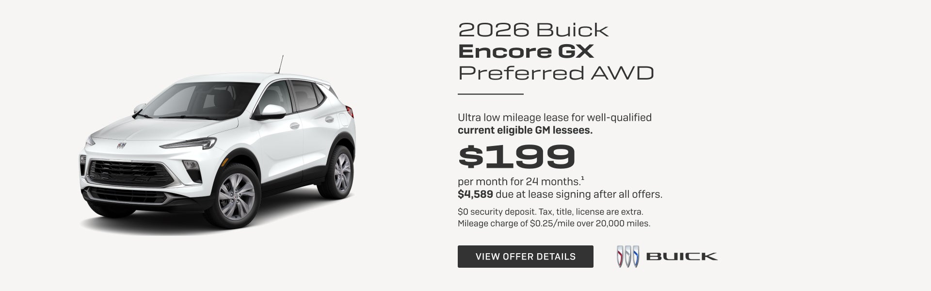 Ultra low mileage lease for well-qualified current eligible GM lessees.

$199 per month for 24 mo...